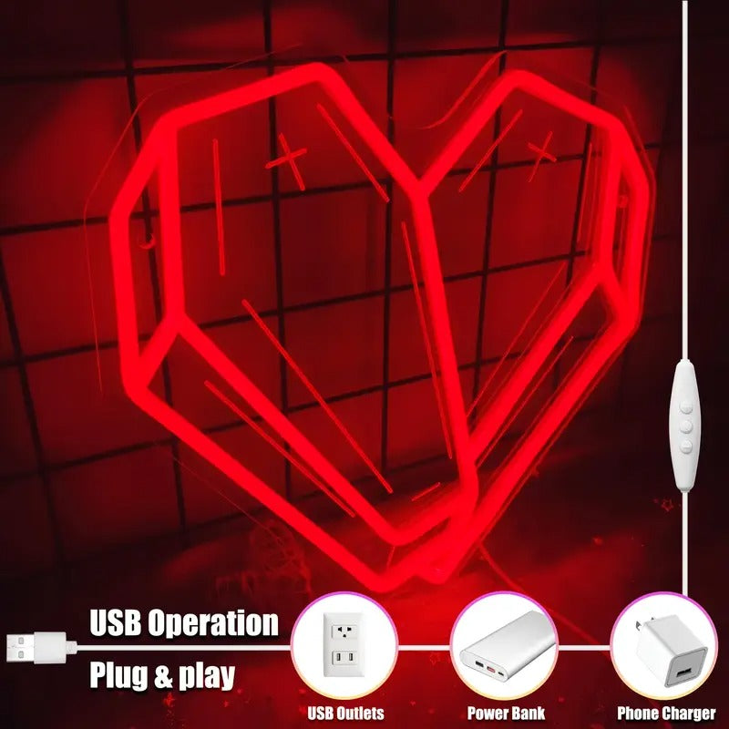 1pc Gothic Heart Coffin LED Neon Sign - USB-Powered Gothic Bedroom, Living Room, Party Decor - Easy Button Control, Wall-Mountable Dark Decor Lighting - Perfect Halloween Decoration & Goth Lover Gift Idea, Bold Visual Impact, Polished Metal Finish